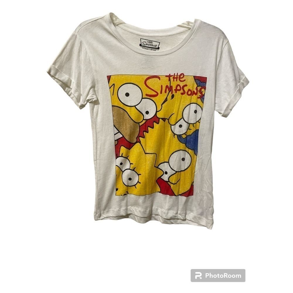 The Simpsons Family T-Shirt White 100% Soft Cotton Size Small
